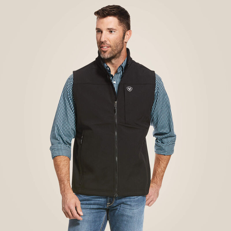 VEST ARIAT BLK SILVER LOGO
