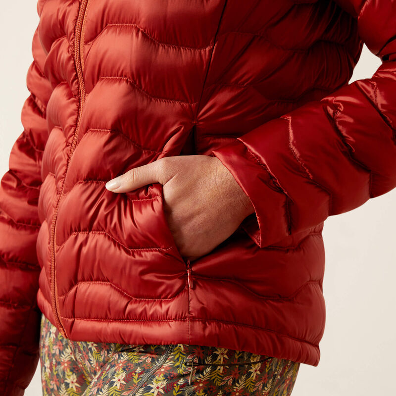 ARIAT WOMENS DOWN JACKET RED/BURNT BARK
