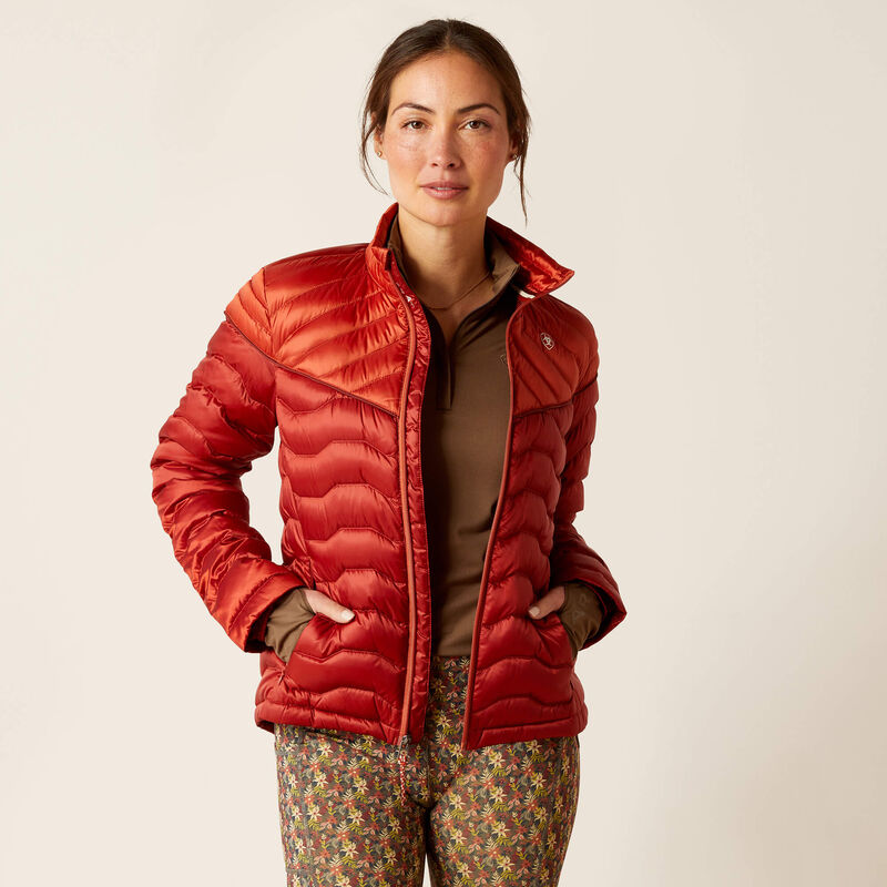 ARIAT WOMENS DOWN JACKET RED/BURNT BARK