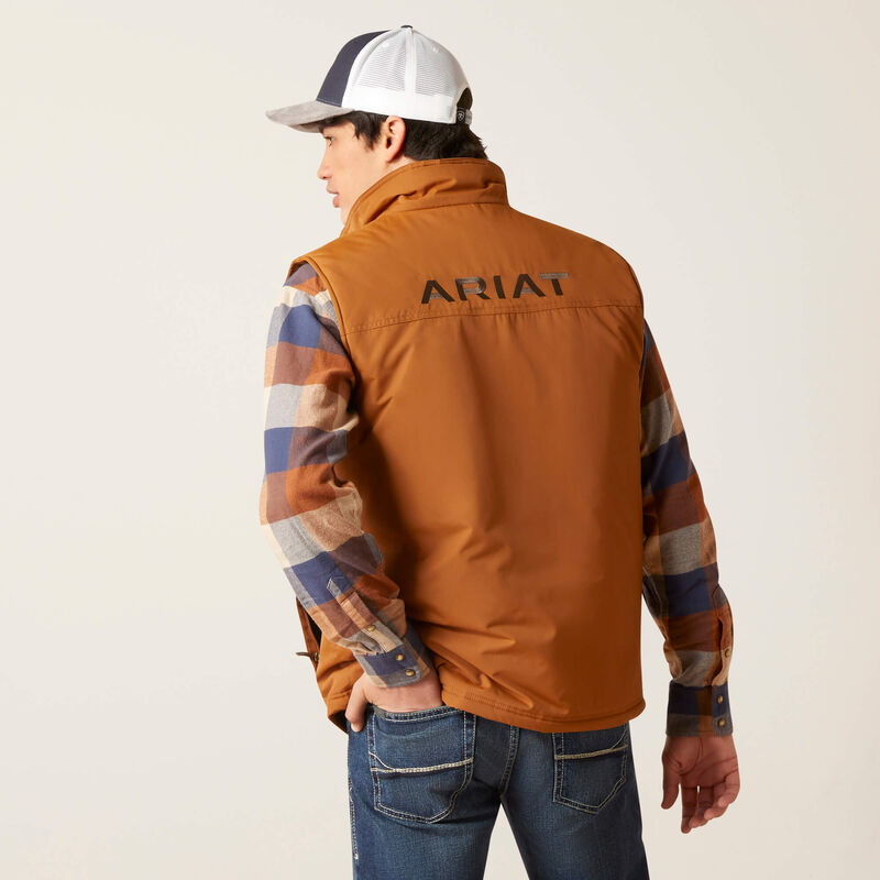 ARIAT MENS LOGO INS VEST CHSTNUT