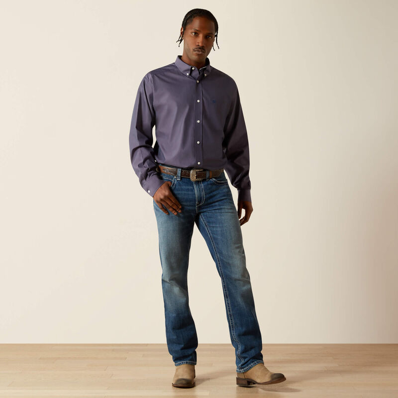 ARIAT MENS WRINKLE FREE SOLID PINPOINT SHIRT