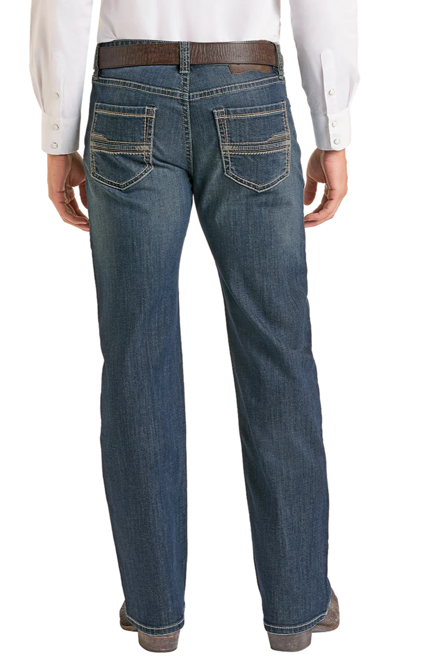 ROCK & ROLL MENS DOUBLE BARREL STRAIGHT BOOT CUT JEANS