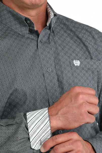 CINCH MENS LS SHRT PRINT GEO GREY