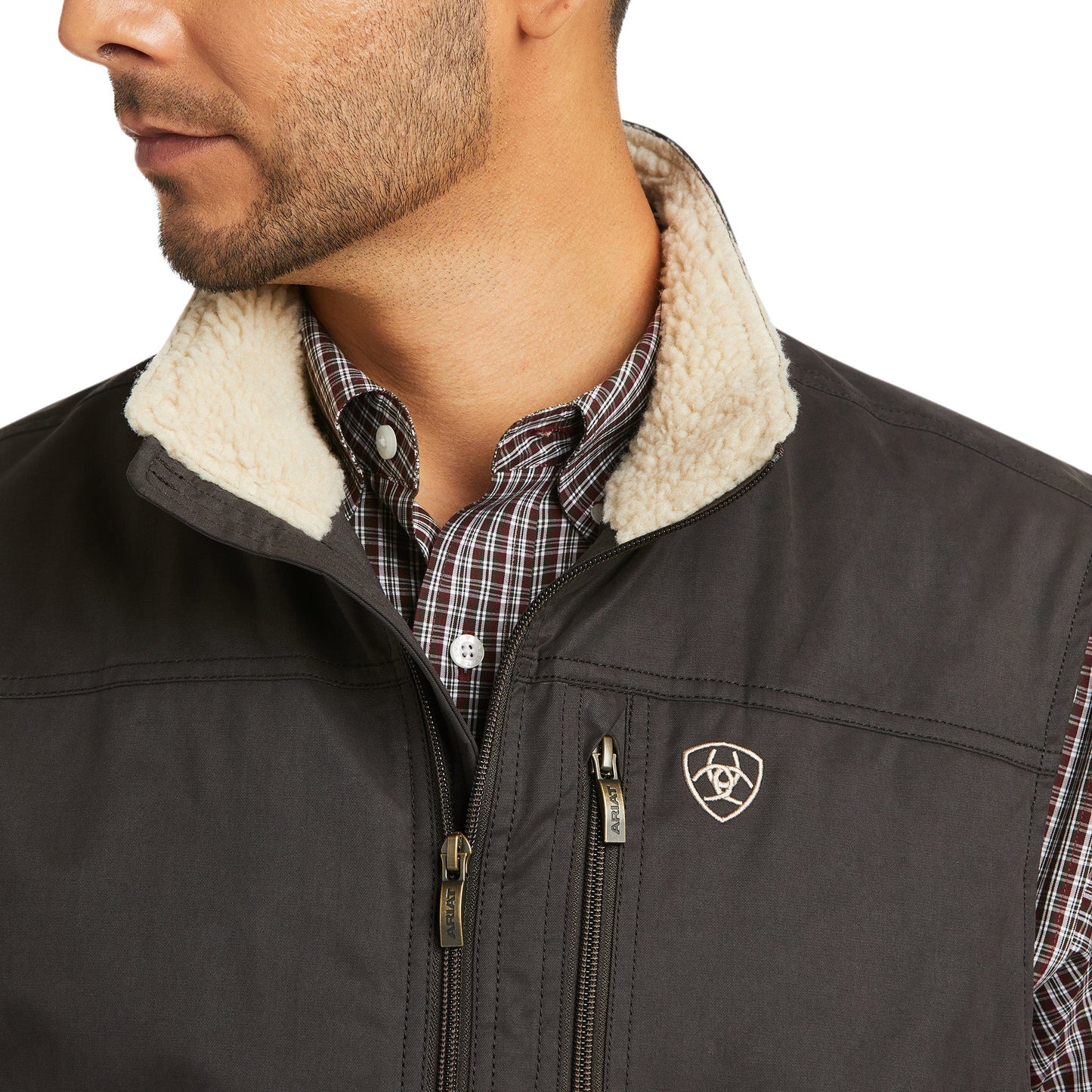 ARIAT MENS GRIZZ CANVAS VEST ESPRESSO