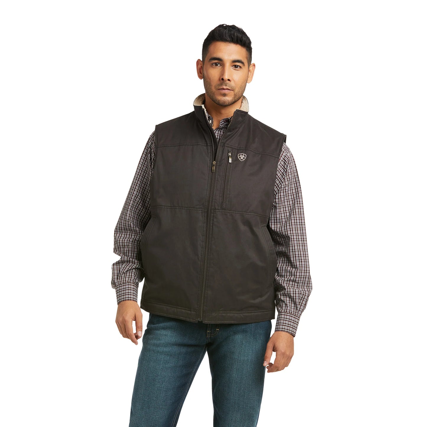 ARIAT MENS GRIZZ CANVAS VEST ESPRESSO