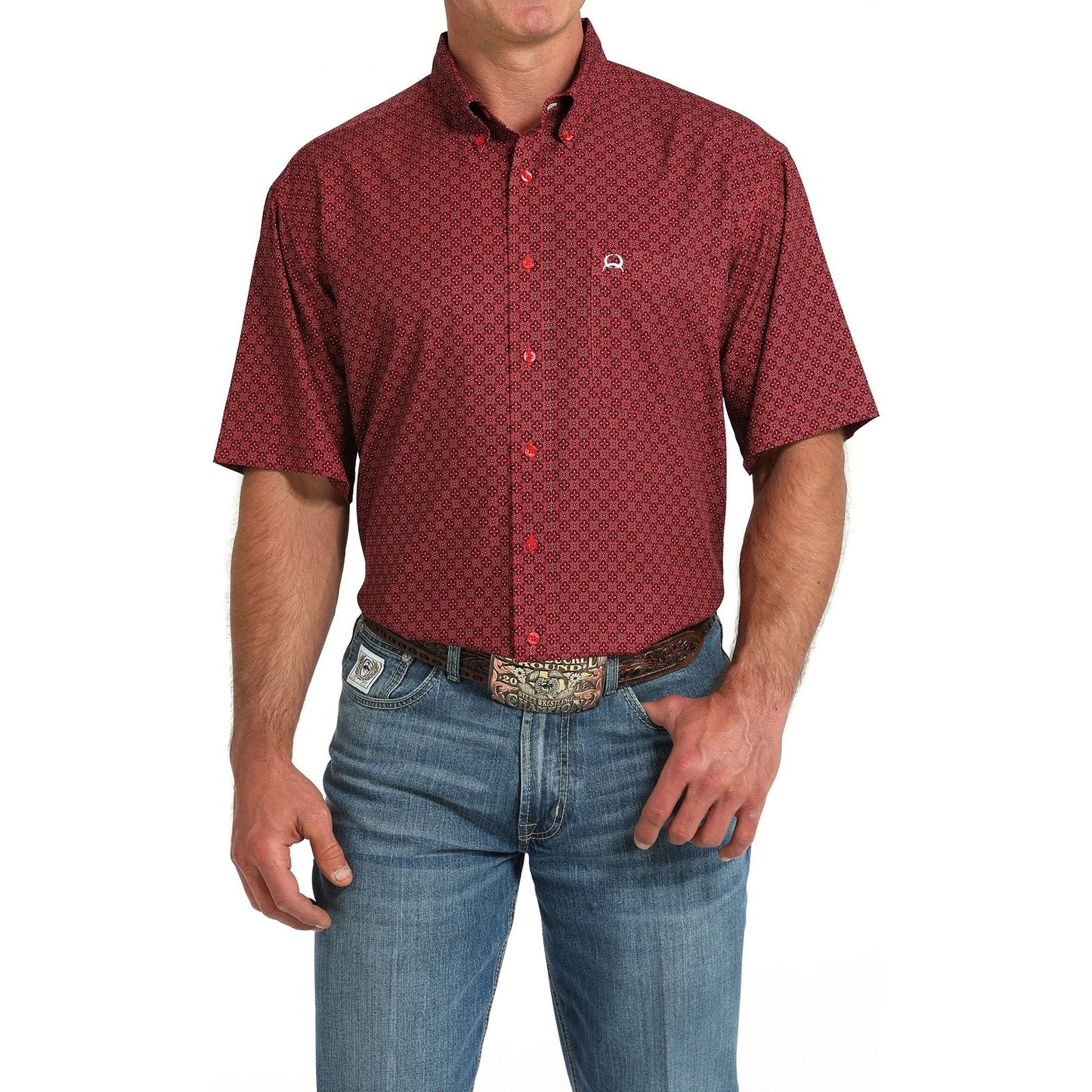 CINCH MNS SS SHRT ARENAFLEX PRNT RED