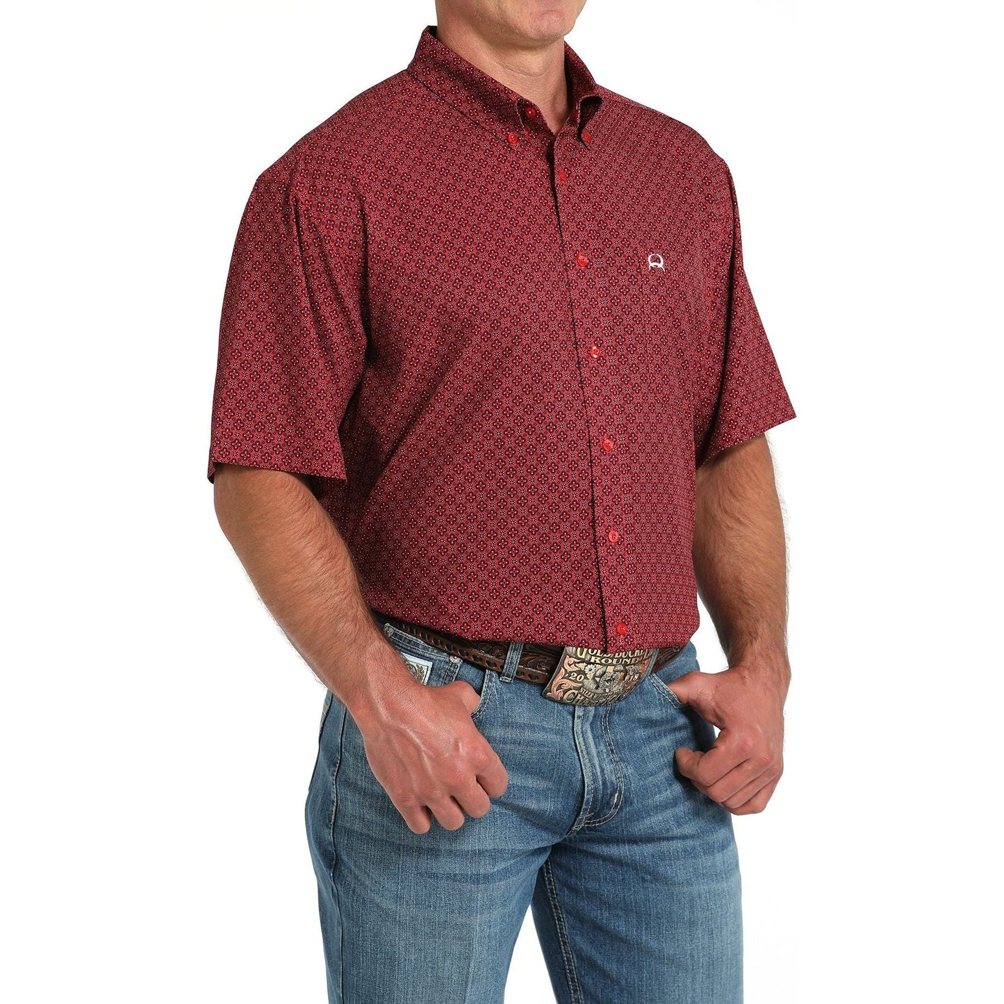 CINCH MNS SS SHRT ARENAFLEX PRNT RED