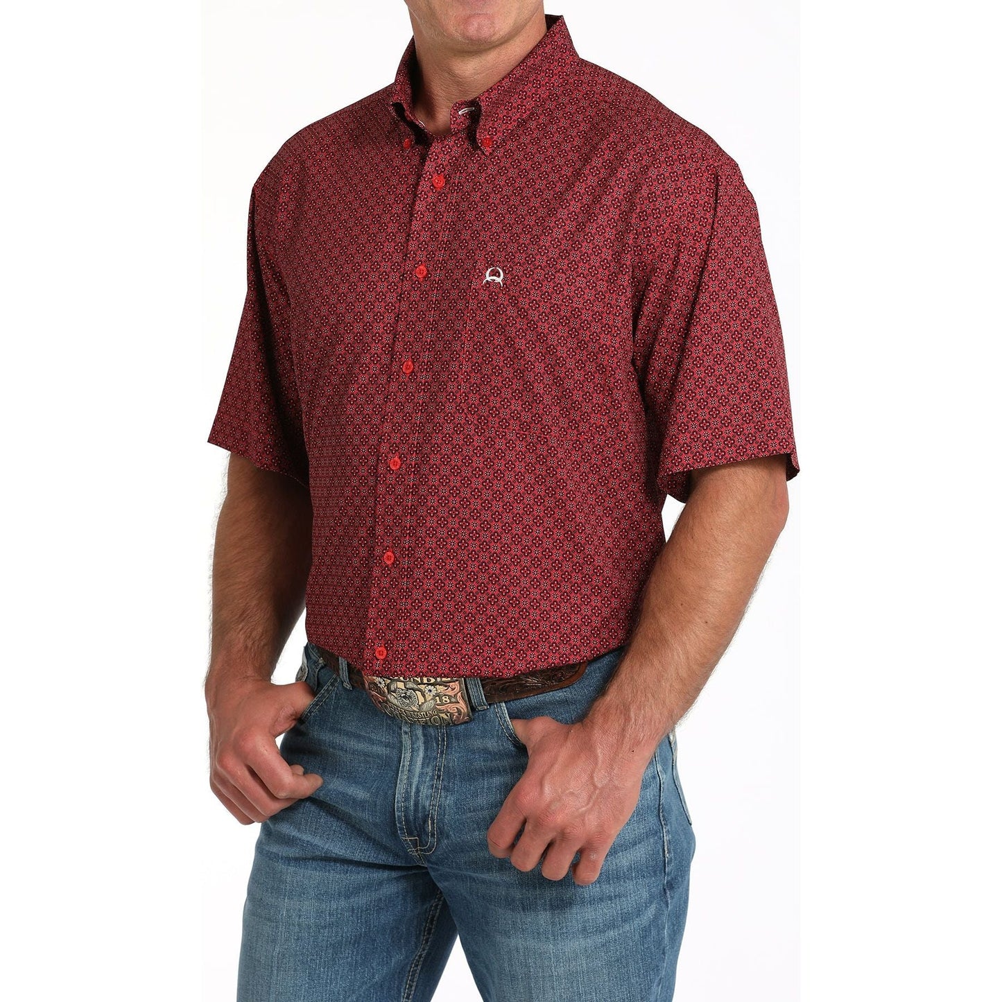 CINCH MNS SS SHRT ARENAFLEX PRNT RED