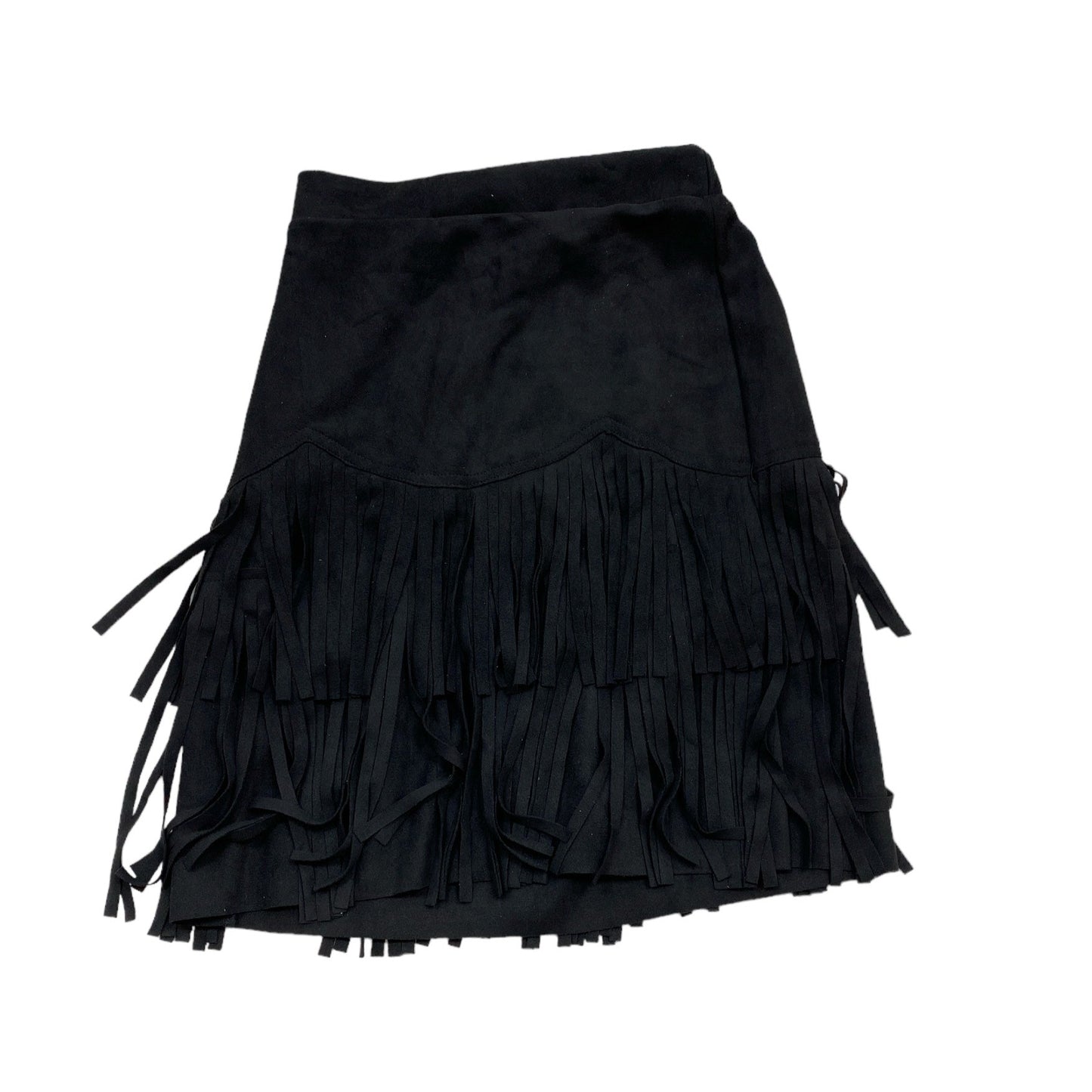BLACK SUEDE FRINGE MINI SKIRT