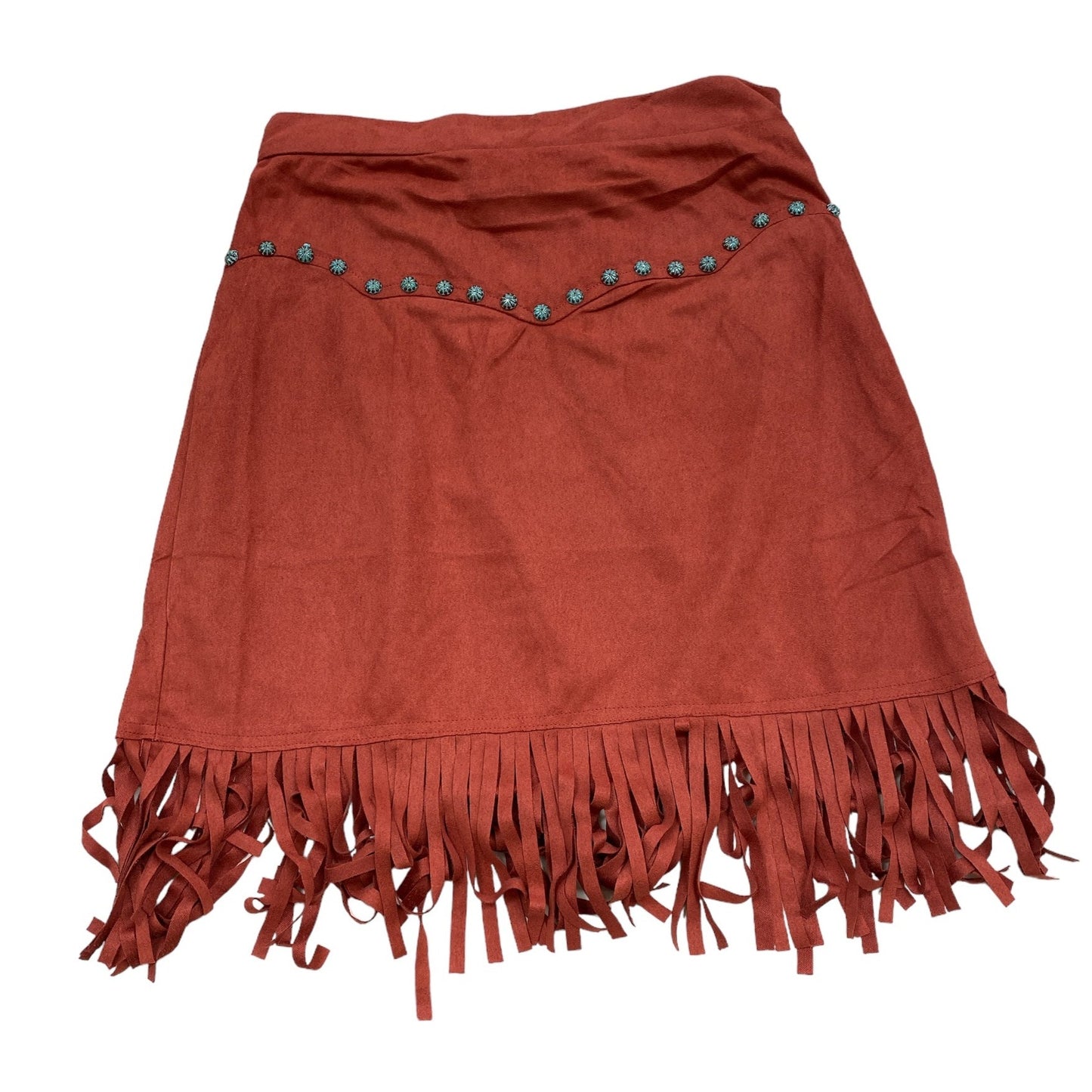 FASHION EXPRESS SUEDE FRINGE SKIRT RUST