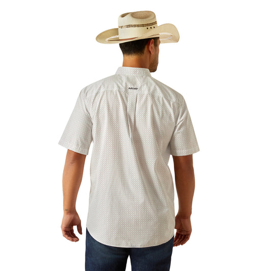 ARIAT MENS WRINKLE FREE SS SHIRT PRINT WHITE