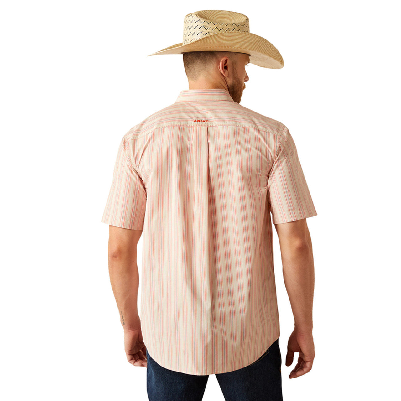 ARIAT MENS SS SHRT STRIPE KHAKI