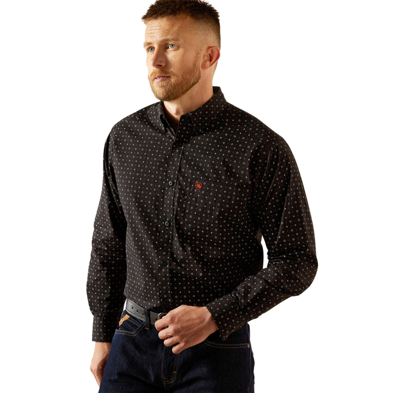 ARIAT MENS LS SHIRT PRINT BLK