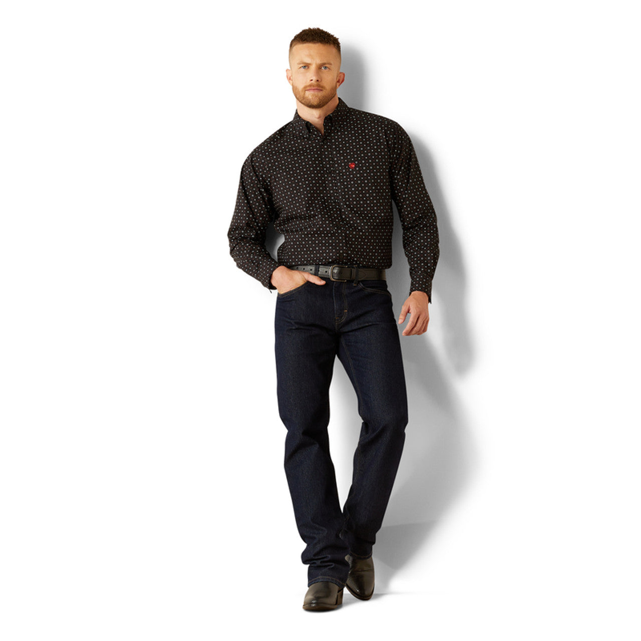 ARIAT MENS LS SHIRT PRINT BLK