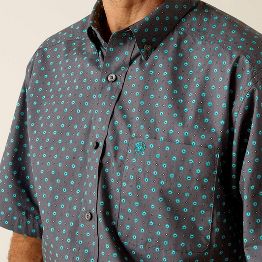 ARIAT MNS SS SHIRT PRINT TURQUIOSE