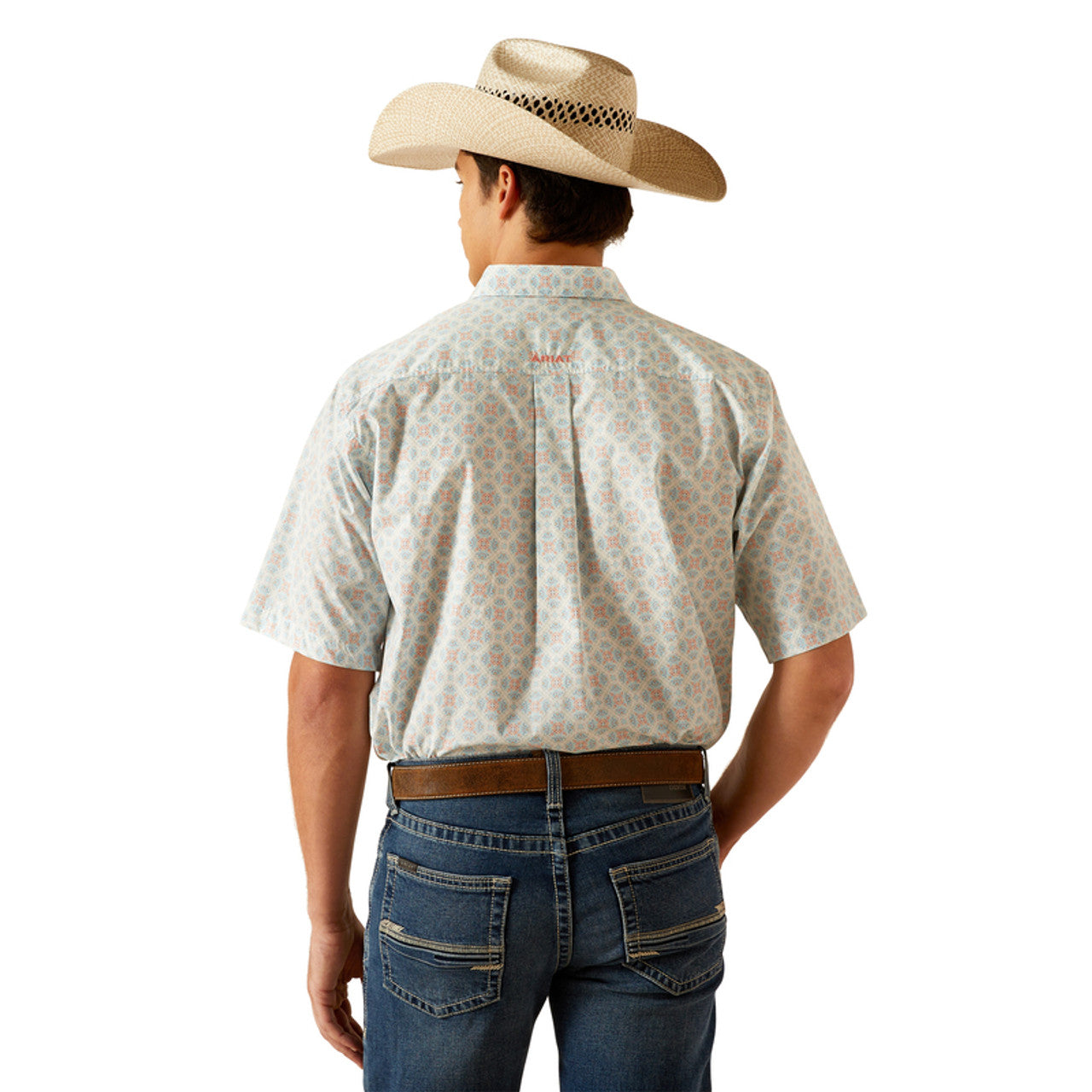 ARIAT MNS SS SHIRT AQUA PRINT