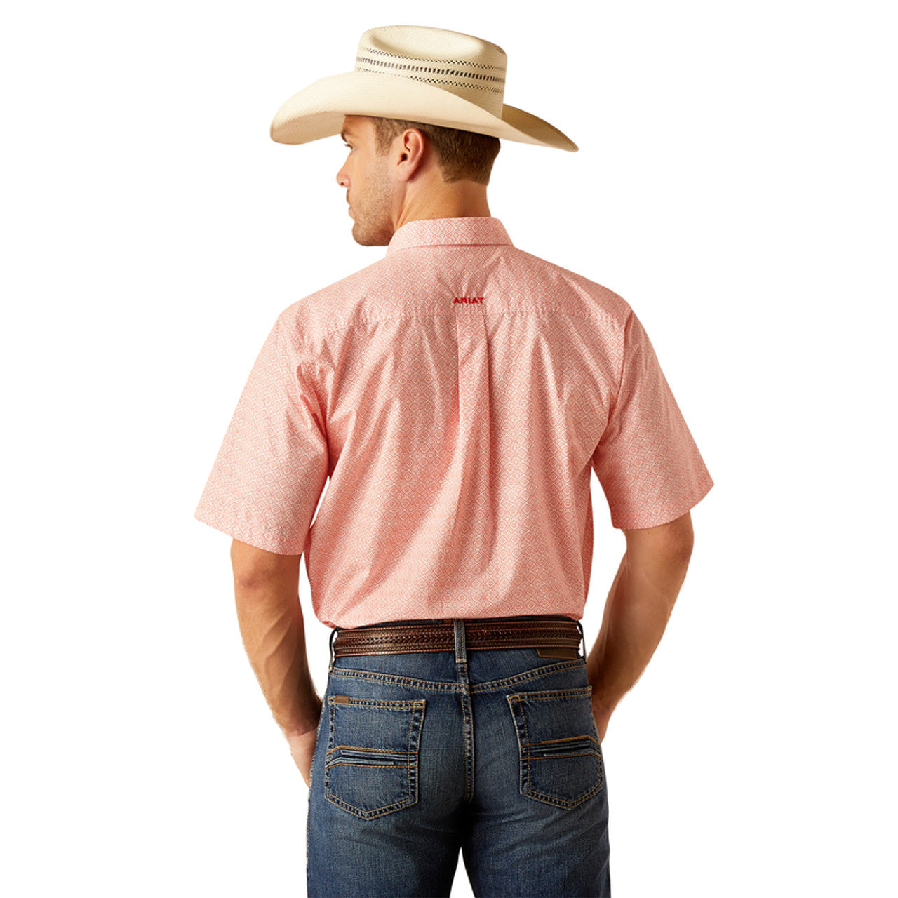 ARIAT MNS SS SHIRT CORAL PRNT