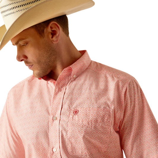 ARIAT MNS SS SHIRT CORAL PRNT