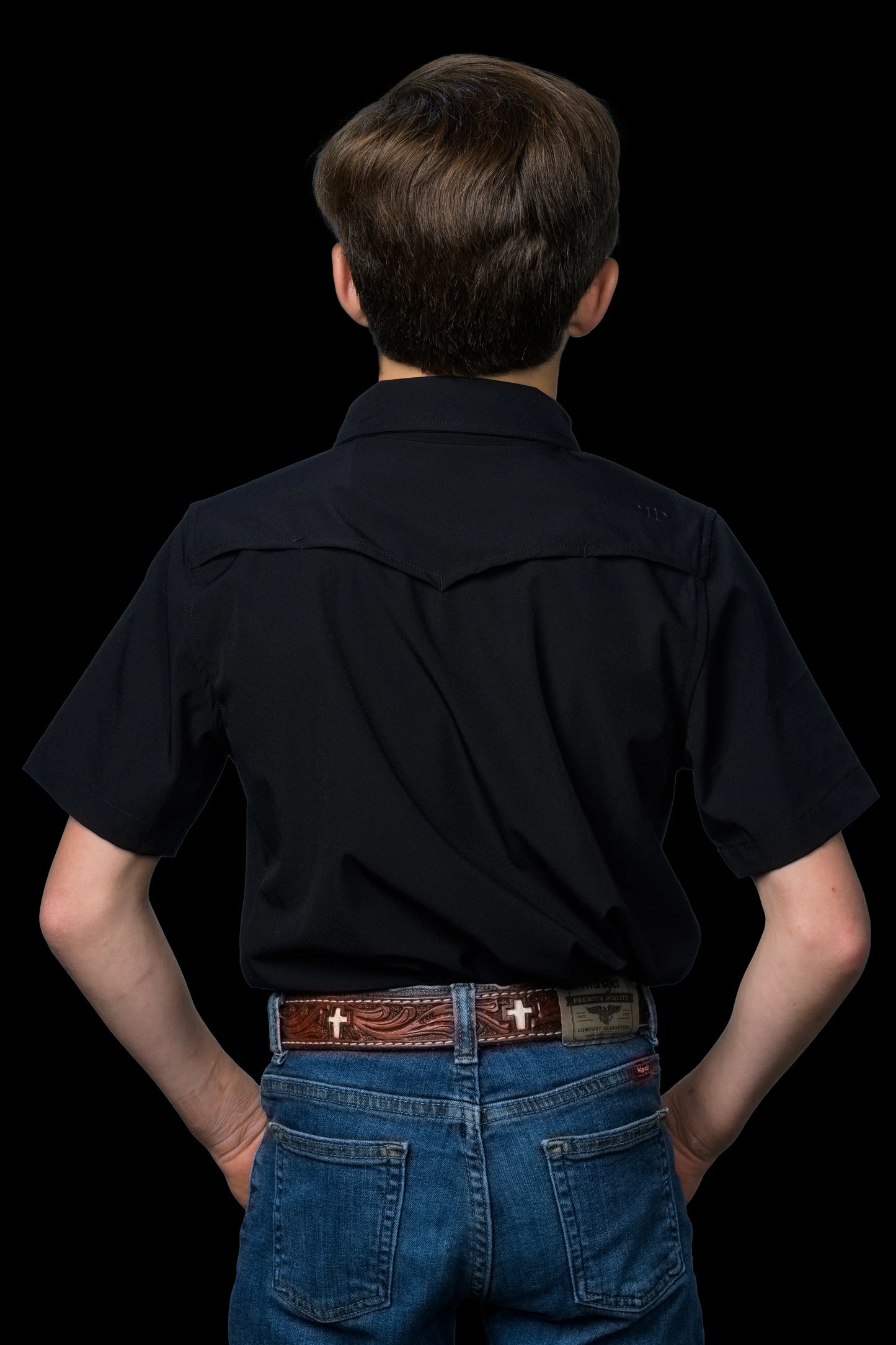 FERREL KIDS BLK SS SNAP SHRT