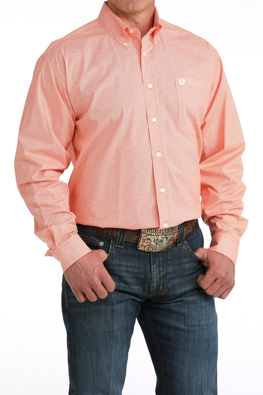 CINCH MNS LS SHIRT PRINT ORANGE