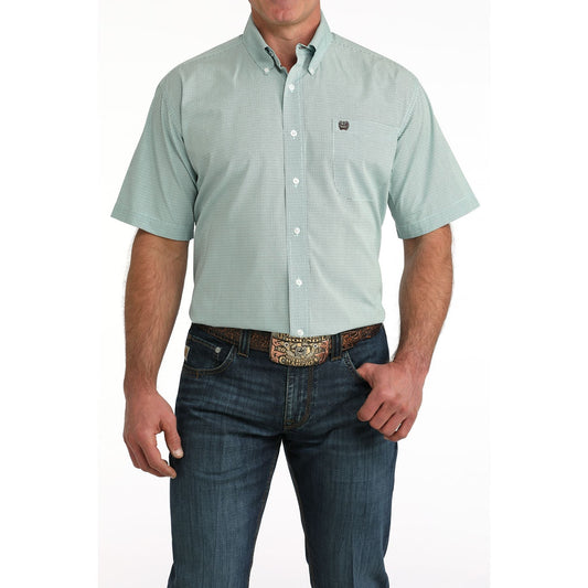 CINCH MNS SS SHIRT BLUE PRNT