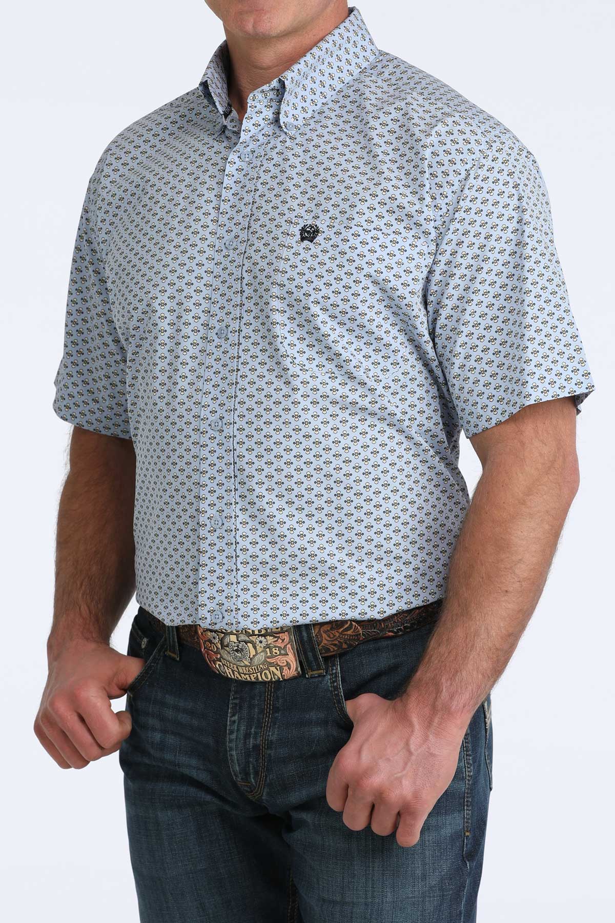 CINCH MENS BLUE SS SHIRT