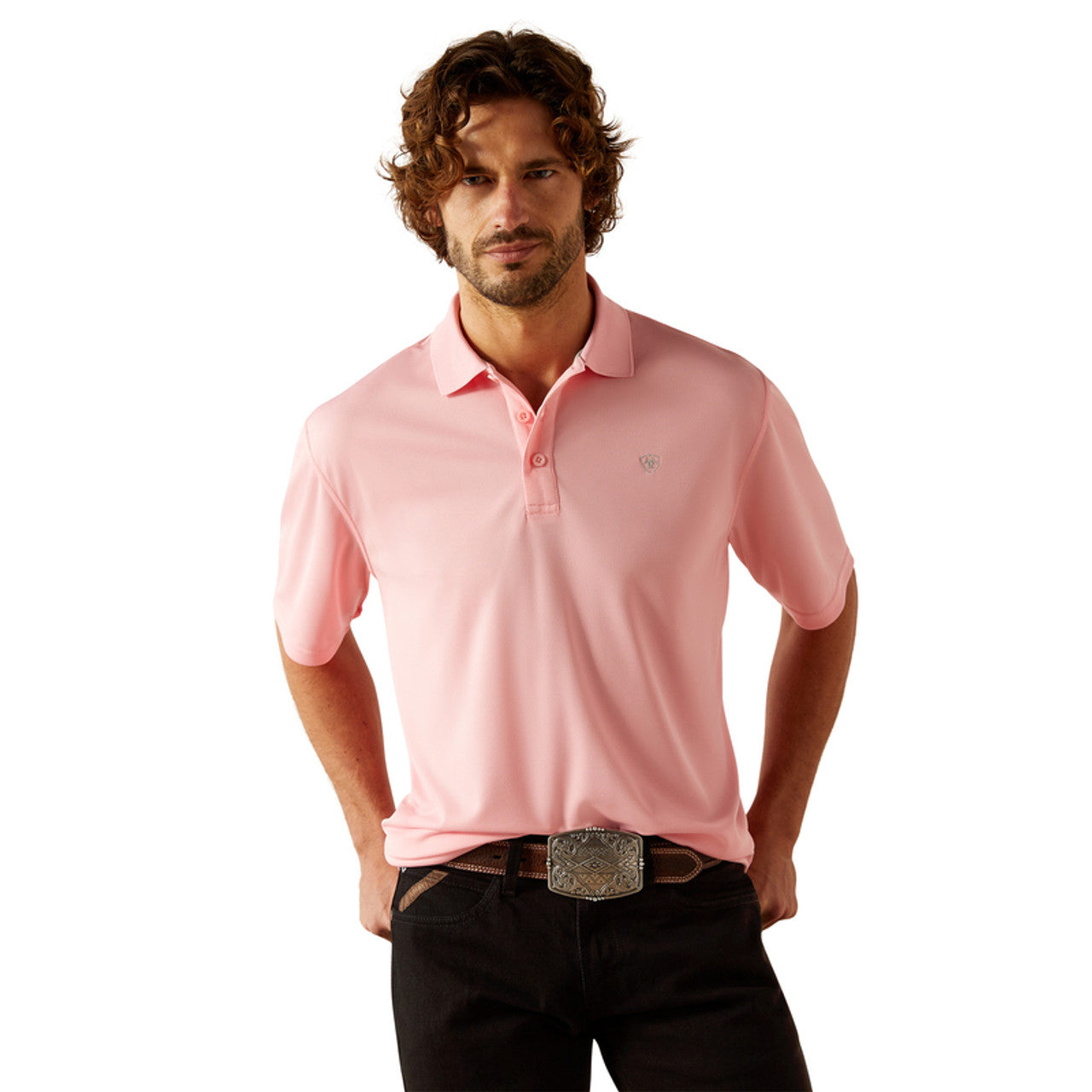 ARIAT MNS TEK POLO PINK