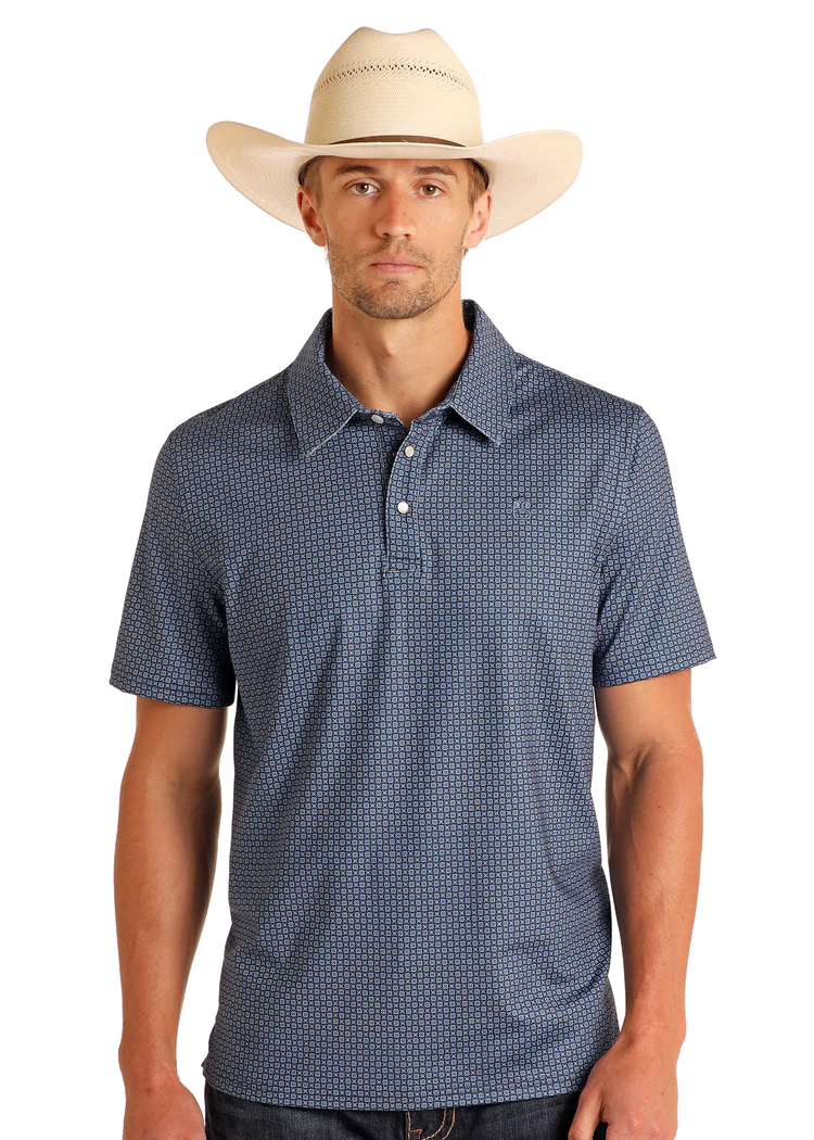 PANHANDLE MENS GEO PRINT POLO SHIRT
