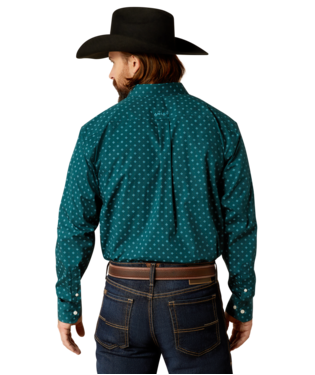 ARIAT MENS LONGSLEEVE WRINKLE FREE SHIRT TEAL