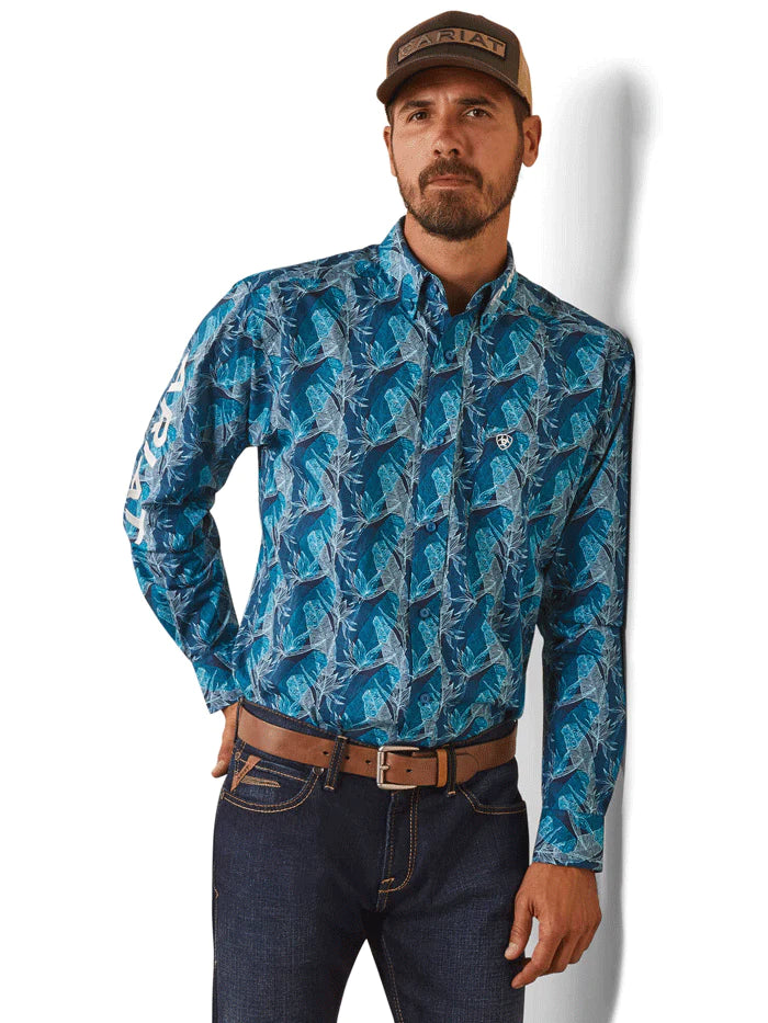 ARIAT MENS TEAM HUGH FITTED LONGSLEEVE SHIRT