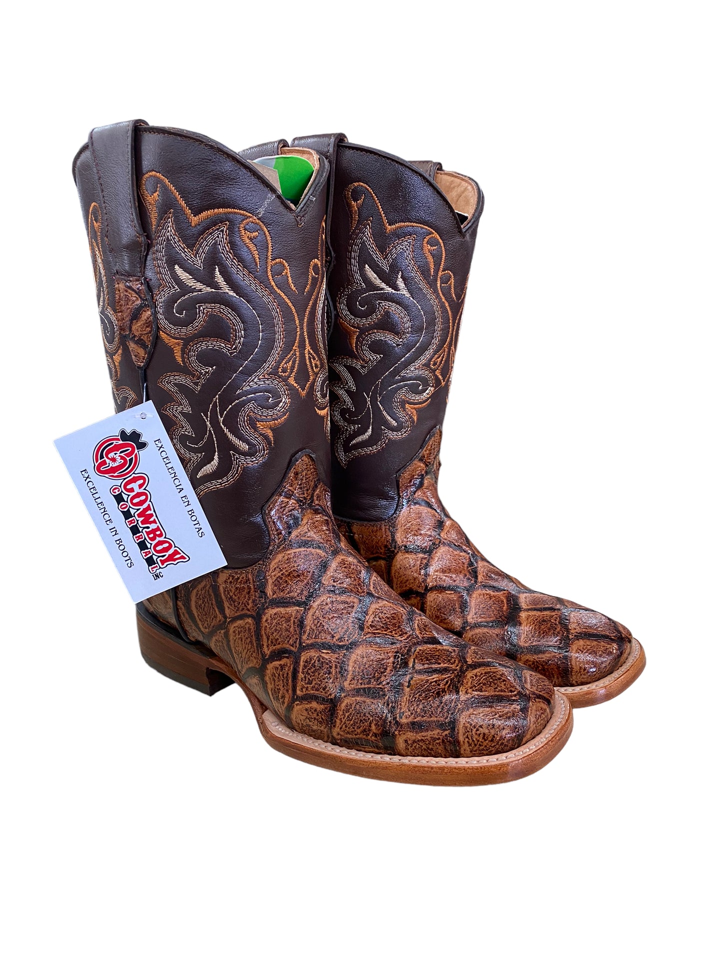 BOOT BOYS IMITATION FISH PRINT COGNAC