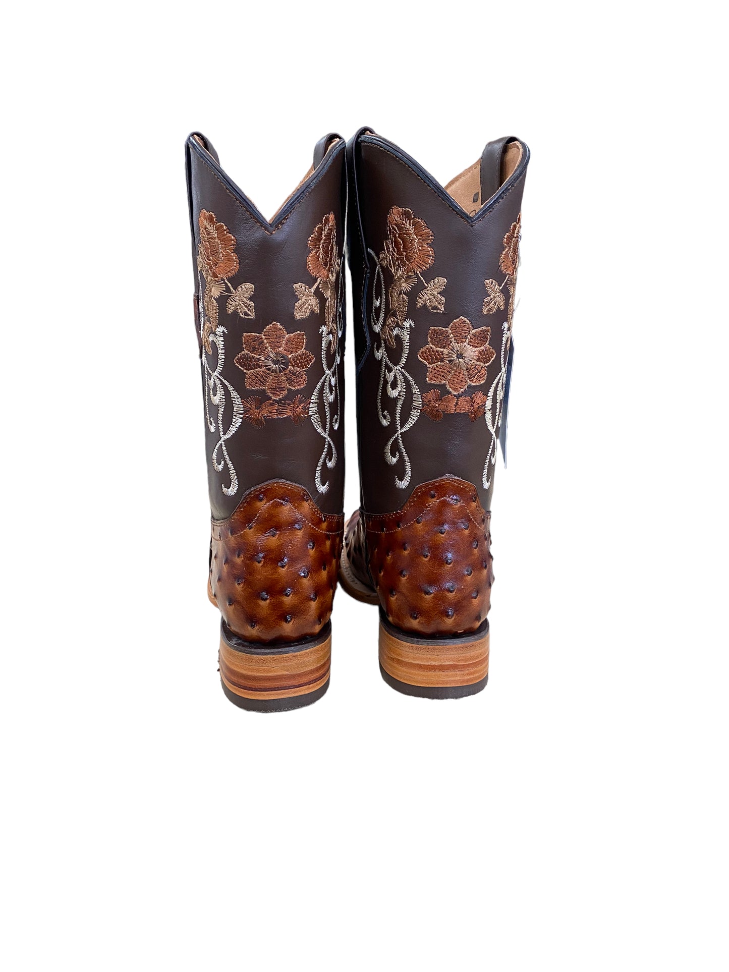 LADY OSTRICH PRINT COGNAC BOOT