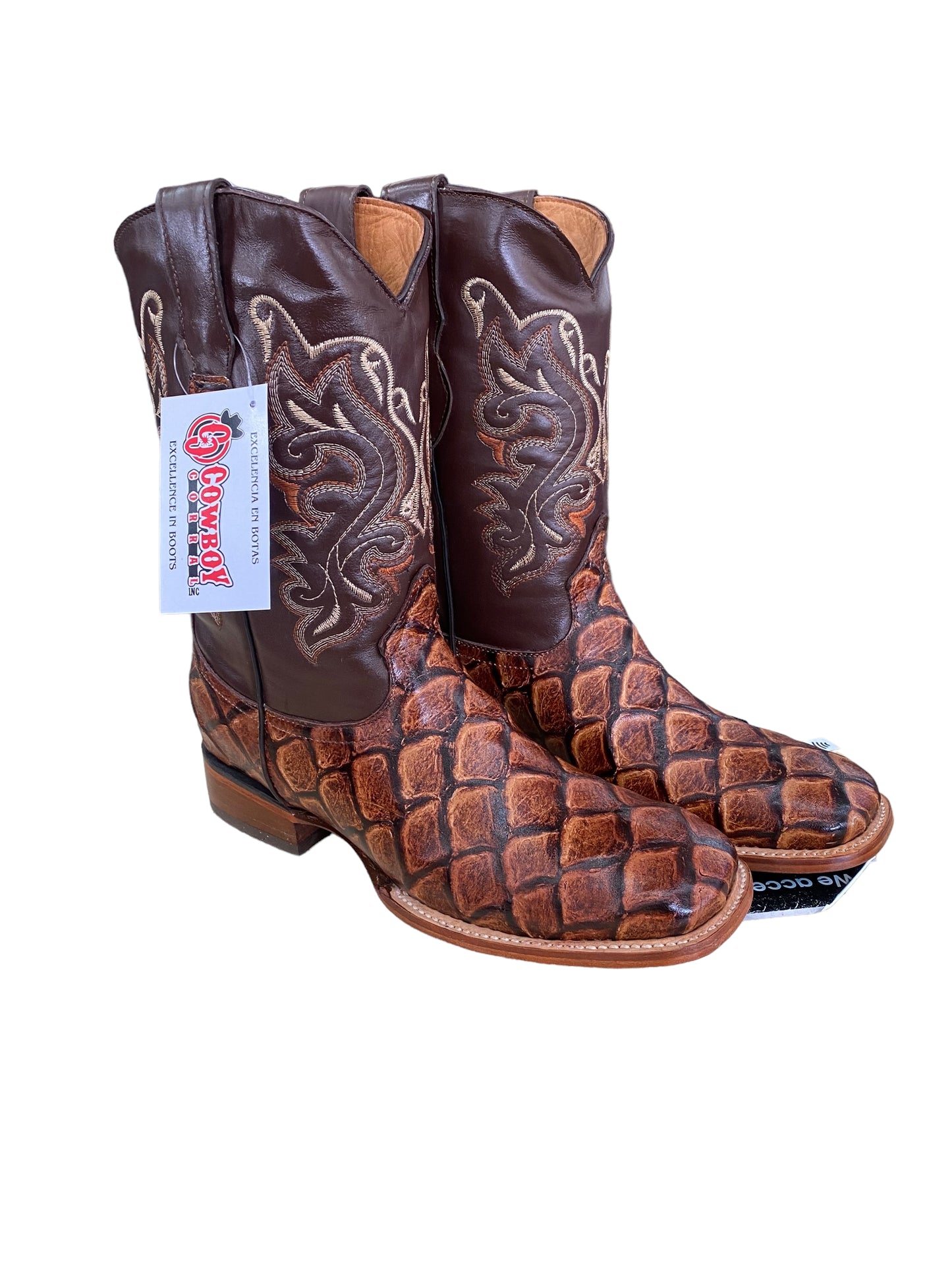 COWBOY CORRAL BOOT FISH COGNAC PRINT
