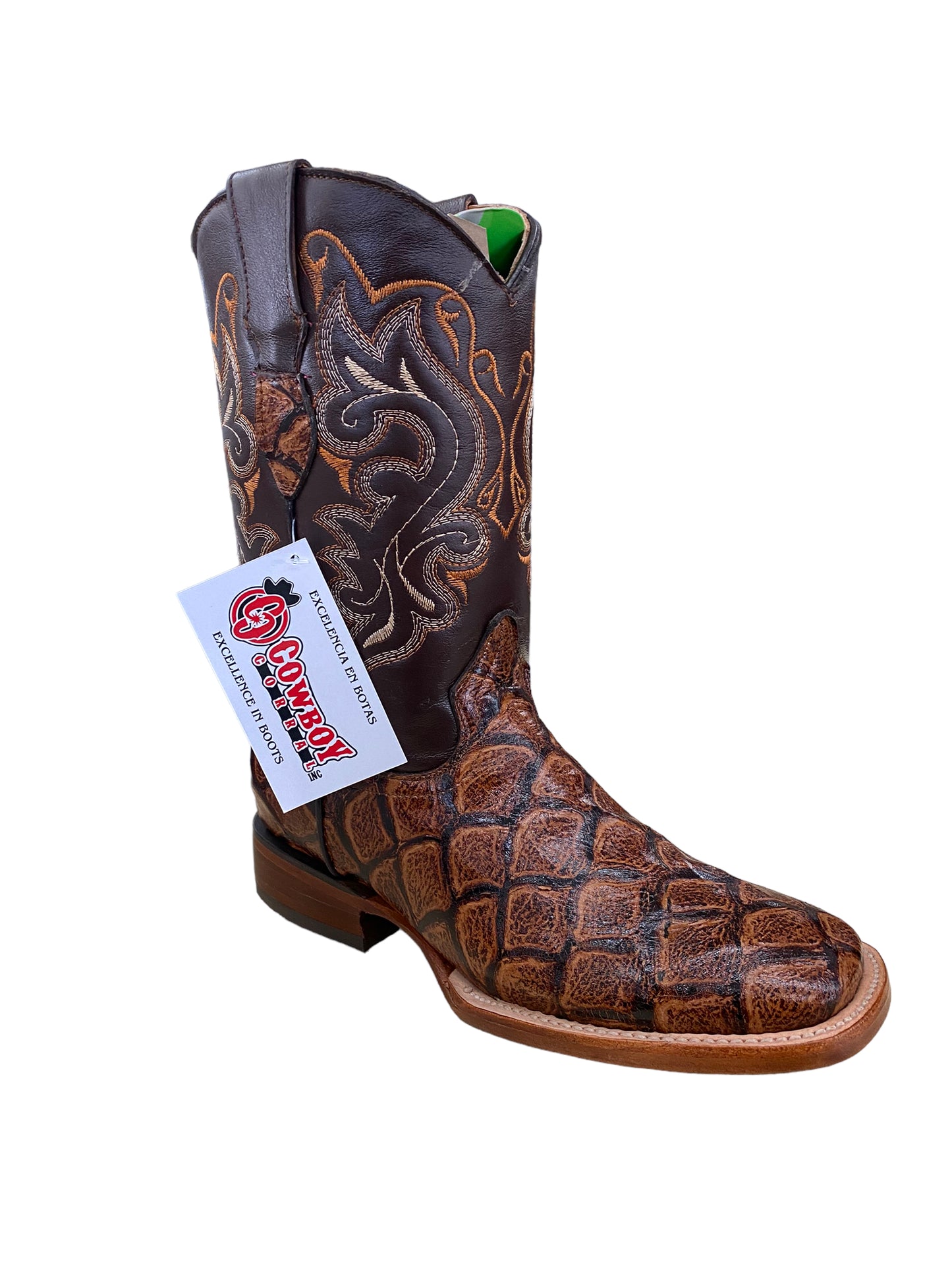 BOOT BOYS IMITATION FISH PRINT COGNAC