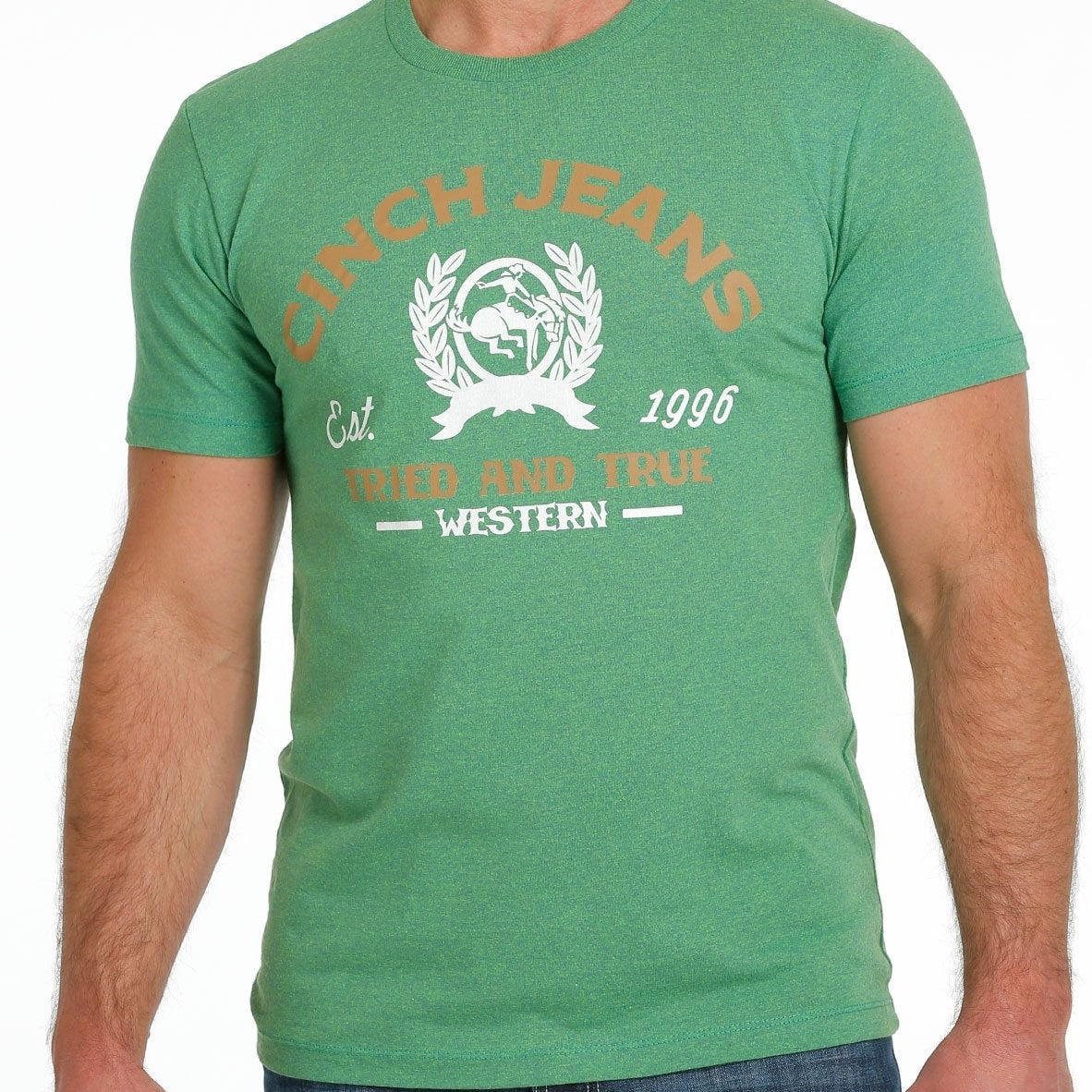 CINCH MENS HEATHER GREEN TEE SHIRT