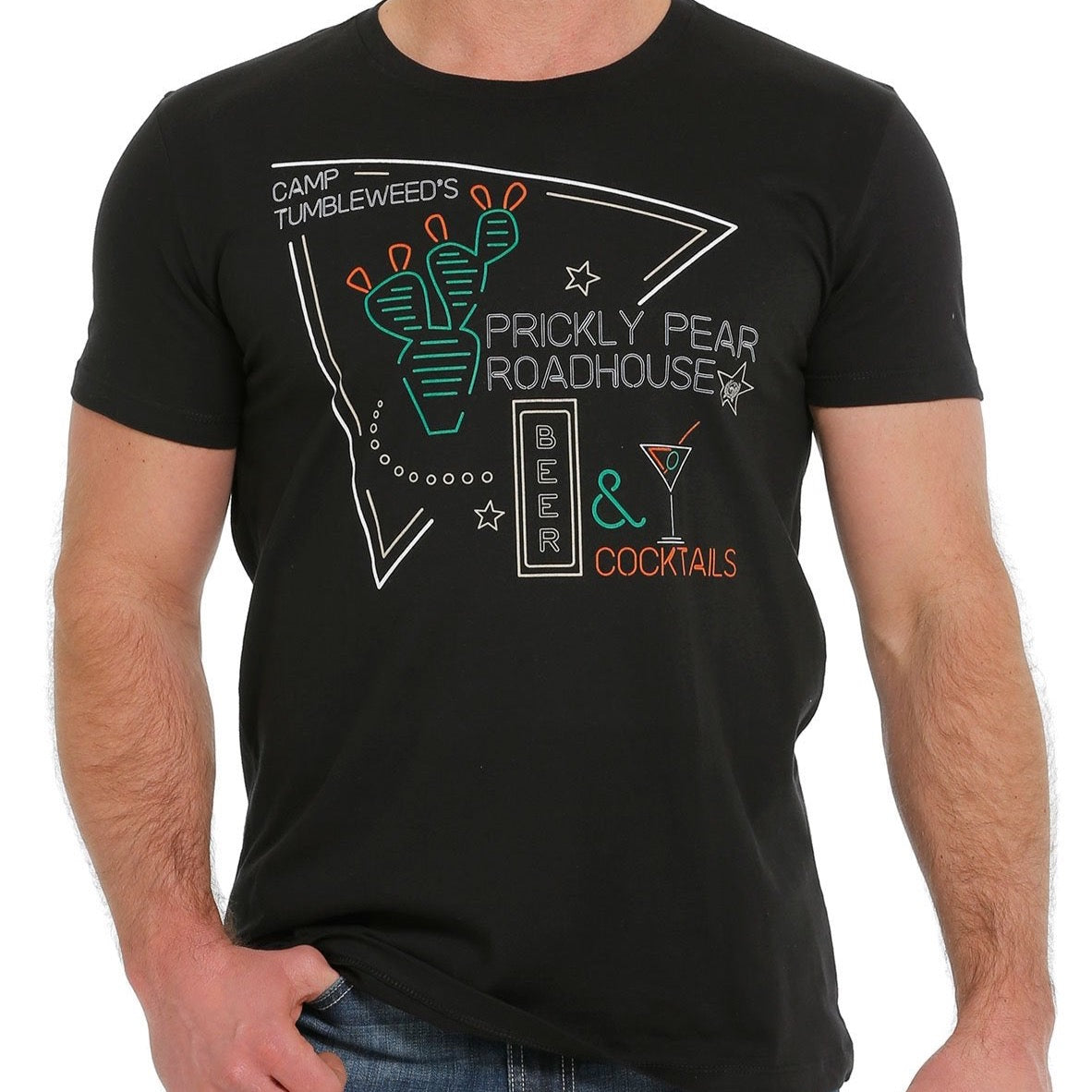 CINCH MENS BLACK CACTUS TEE