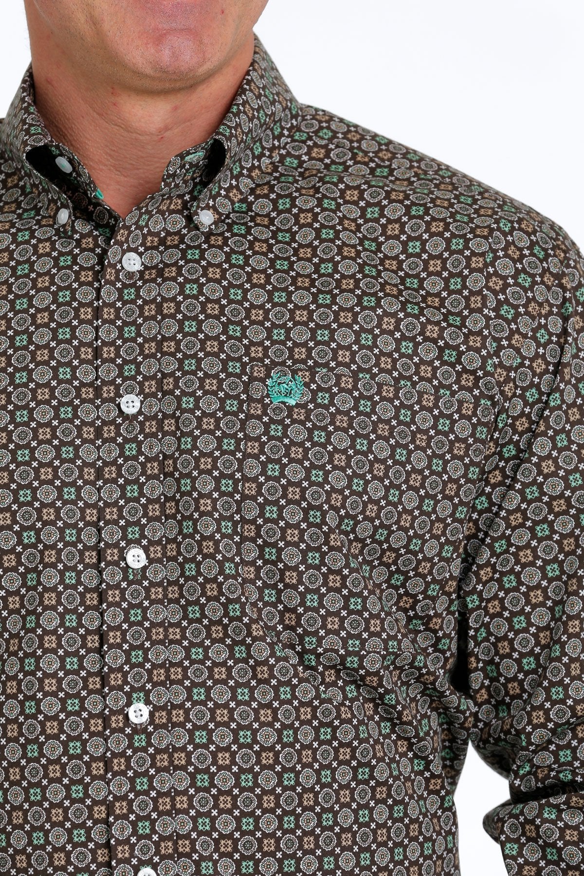CINCH MENS LONGSLEEVE BROWN SHIRT