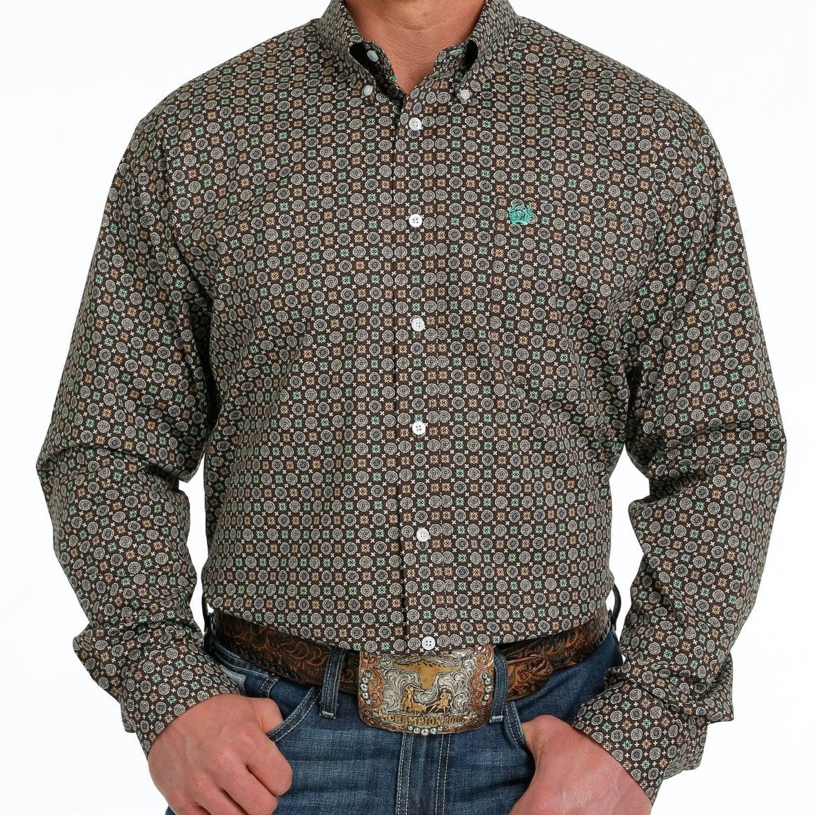 CINCH MENS LONGSLEEVE BROWN SHIRT