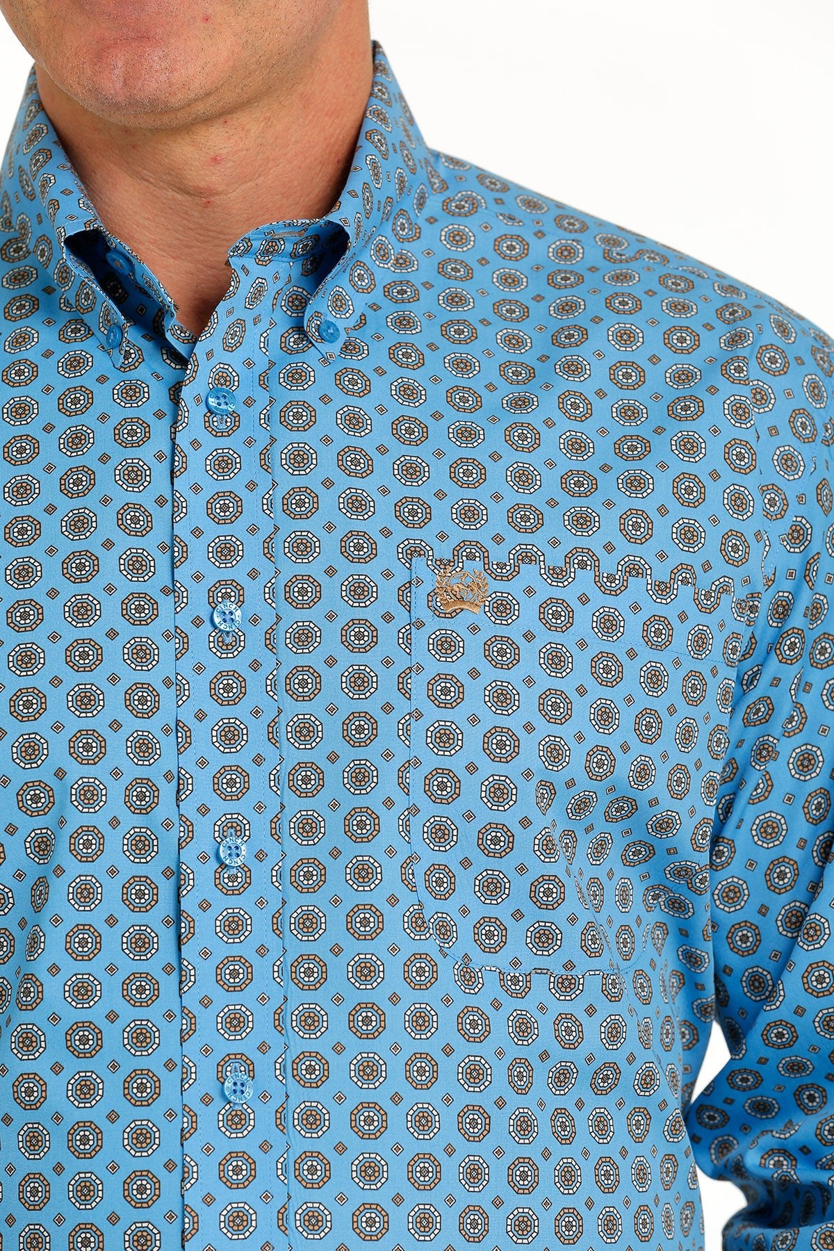 CINCH MENS LONGSLEEVE BLUE PRINT SHIRT