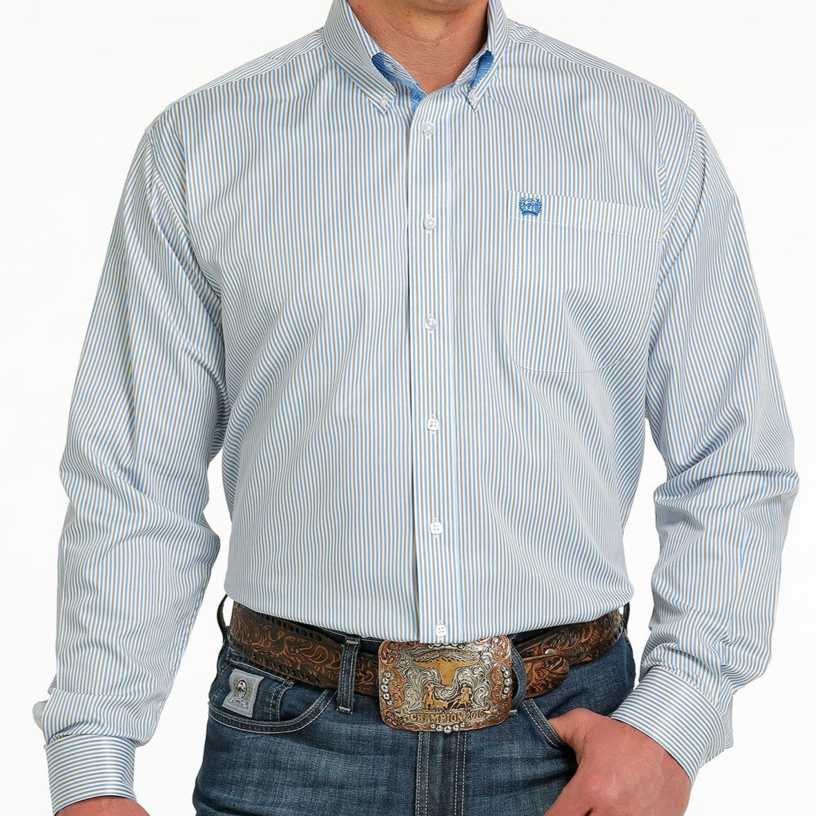 CINCH MENS MULTI PIN STRIPE SHIRT