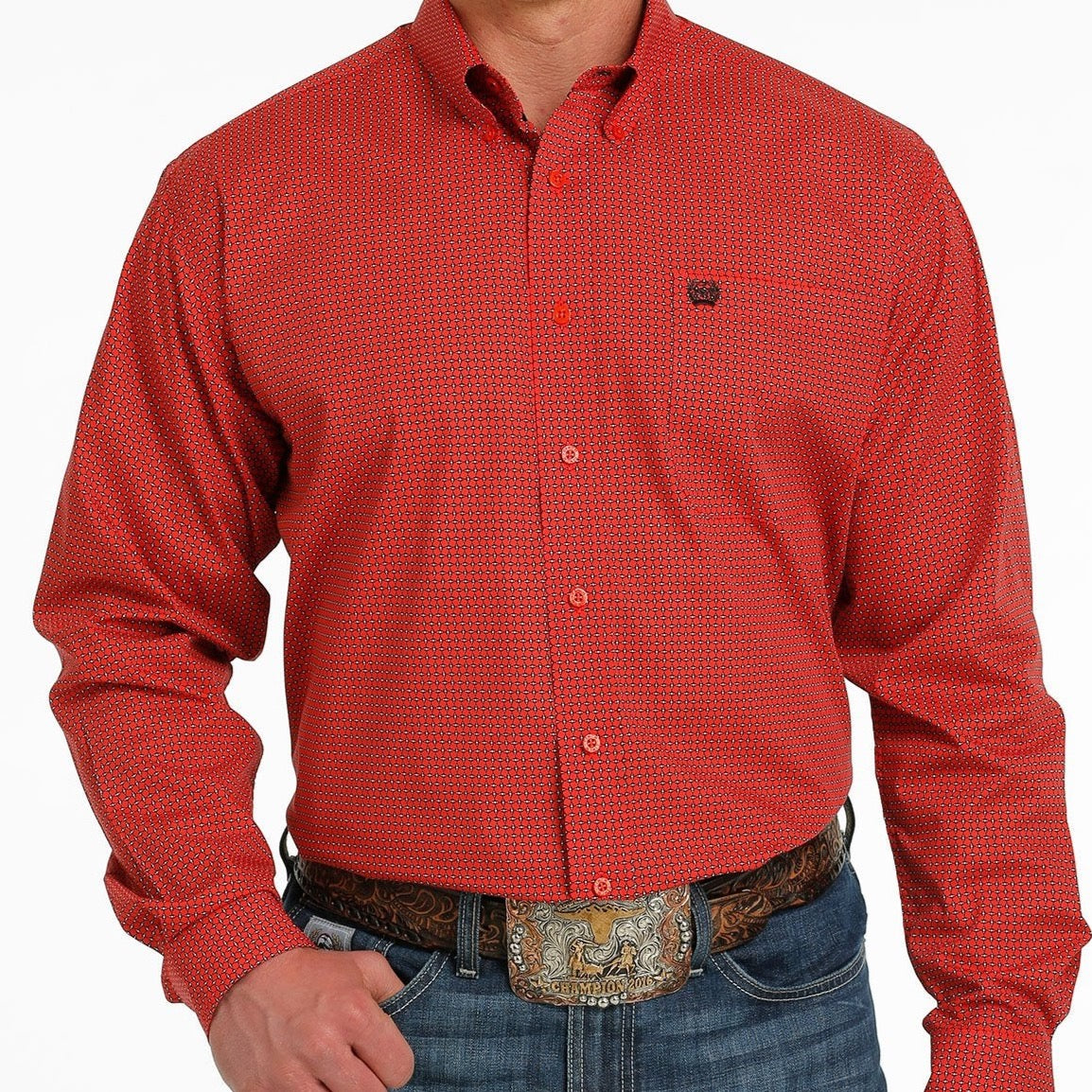 CINCH MENS LONGSLEEVE PRINT RED