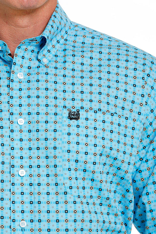 CINCH MENS LONGSLEEVE PRINT SHIRT TURQUOISE