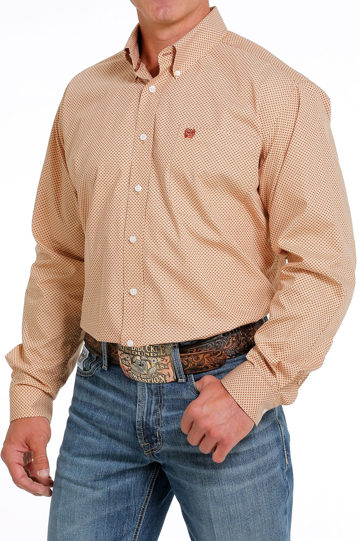 CINCH MENS LS PRINT KHAKI SHIRT