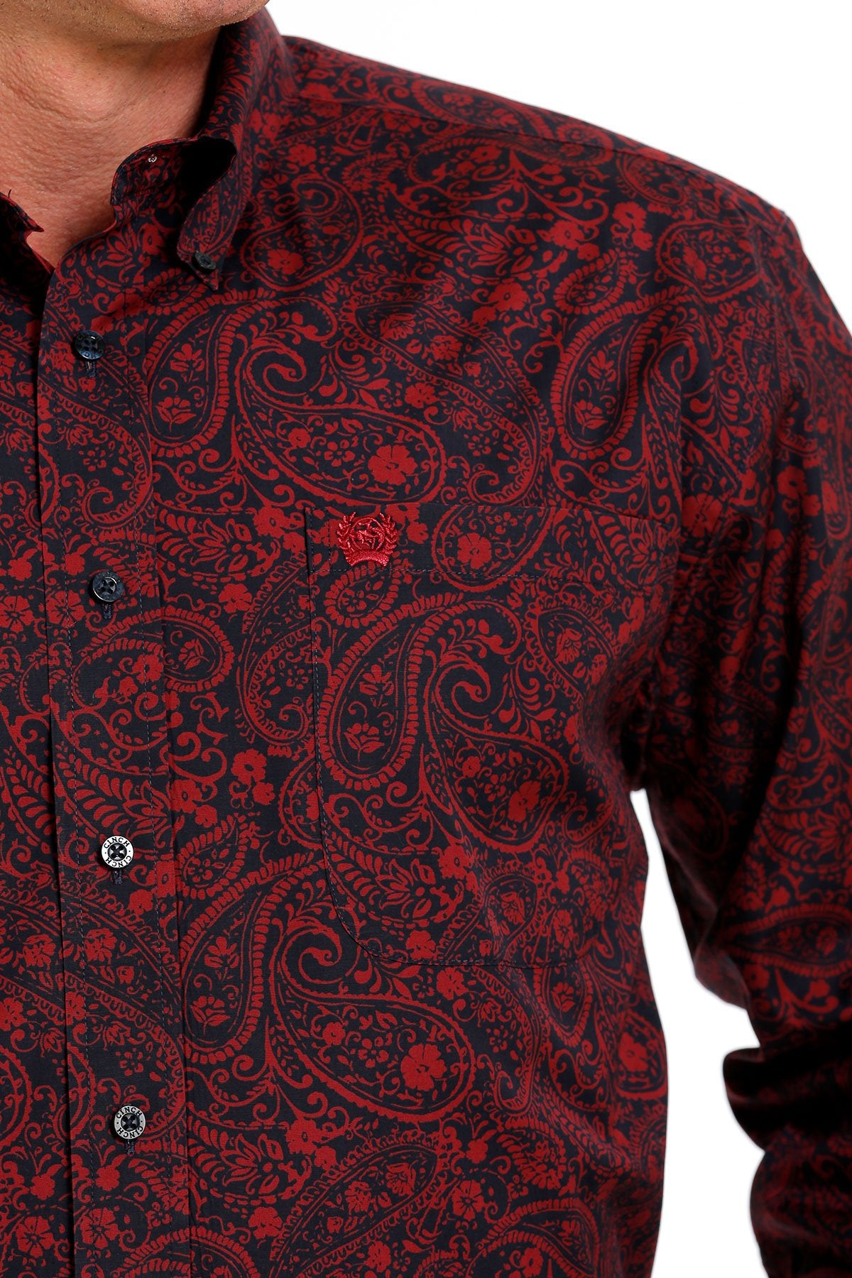 CINCH MENS LS SHIRT PRINT NAVY