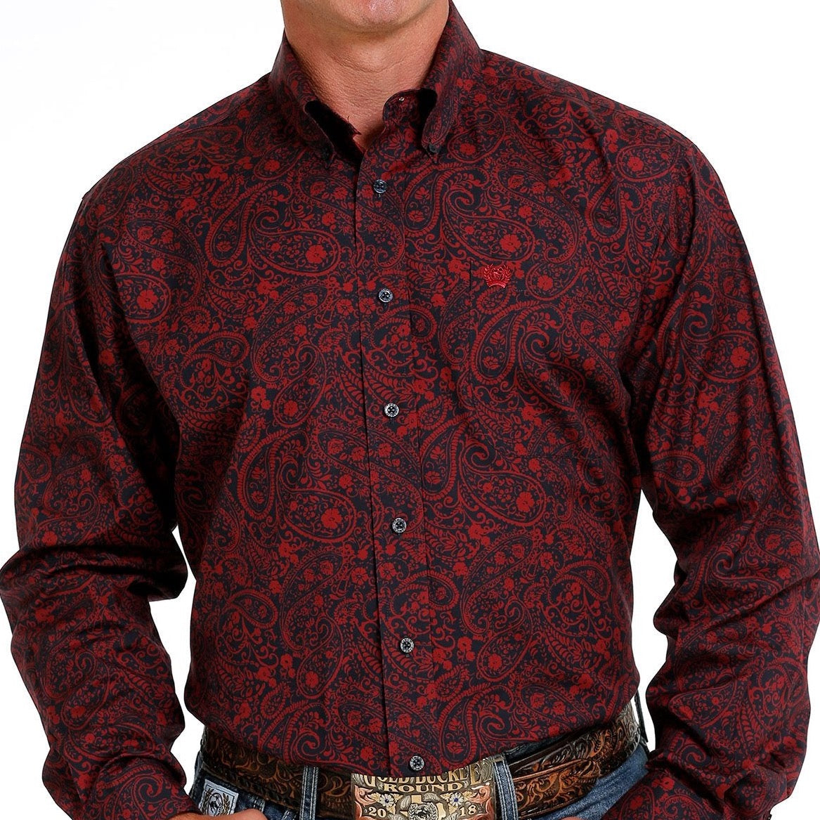 CINCH MENS LS SHIRT PRINT NAVY