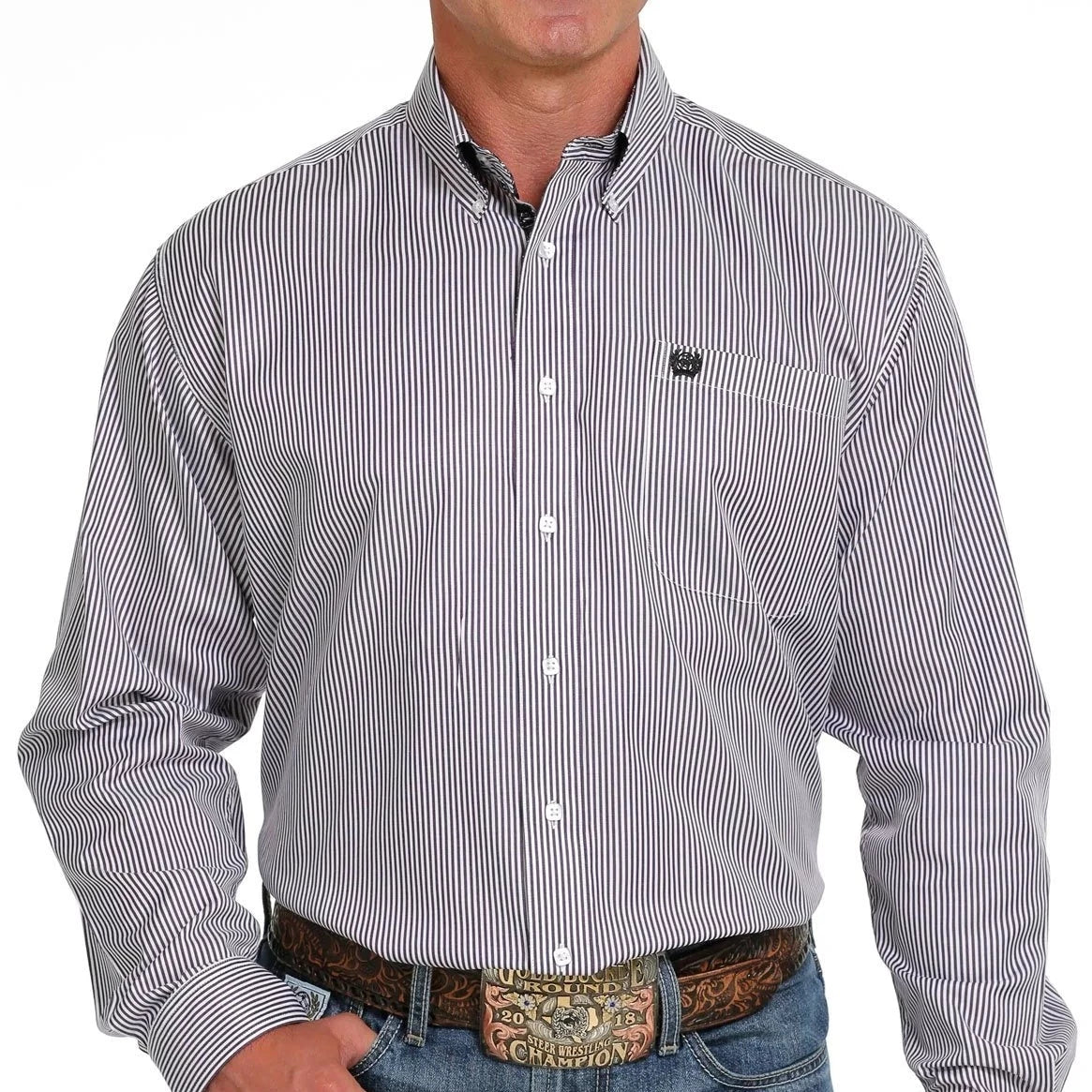 CINCH MNS LS SH TENCEL STRIPE