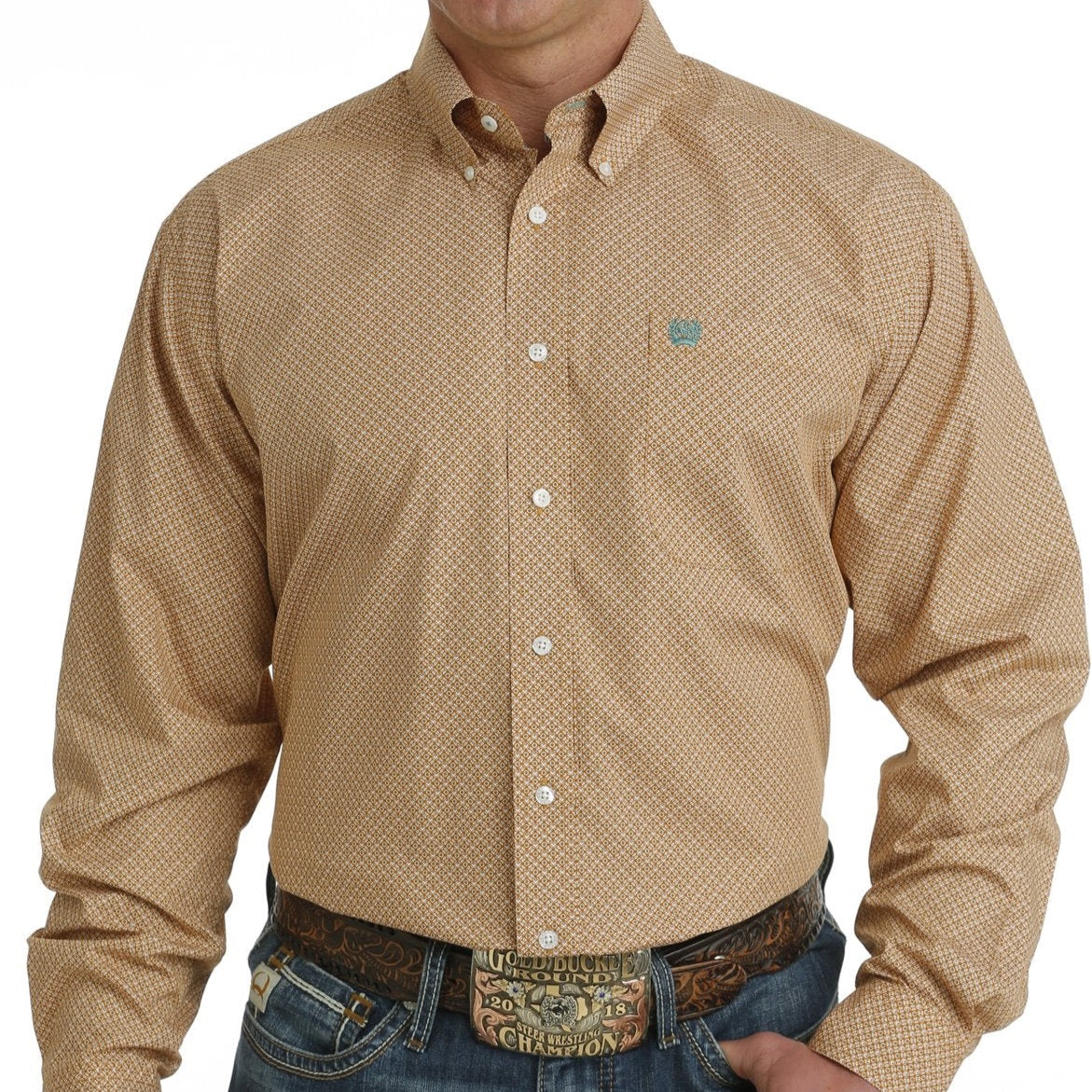 CINCH MENS LS BROWN PRINT SHIRT