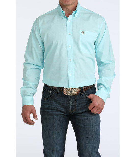 CINCH MNS LS SHIRT BLUE PRNT