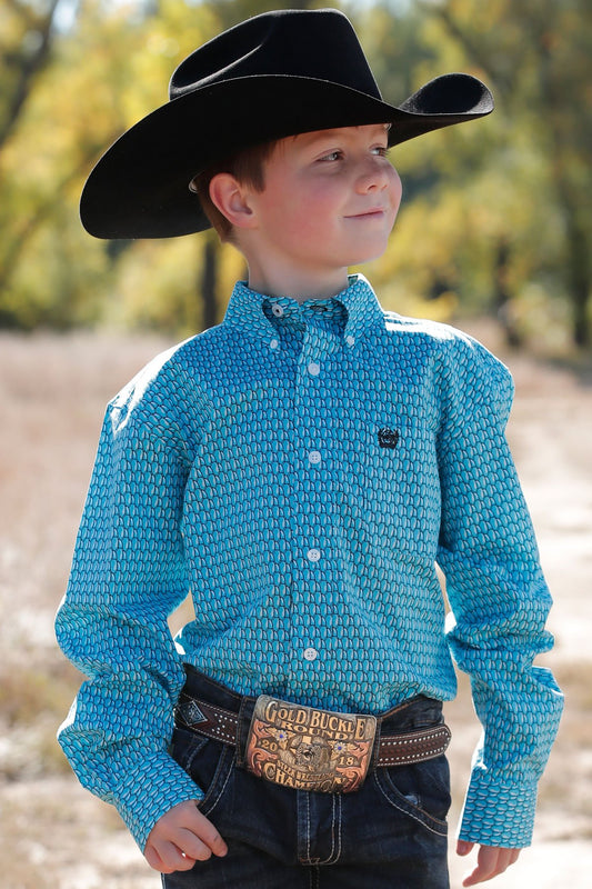 CINCH BOYS TURQUOISE SHIRT