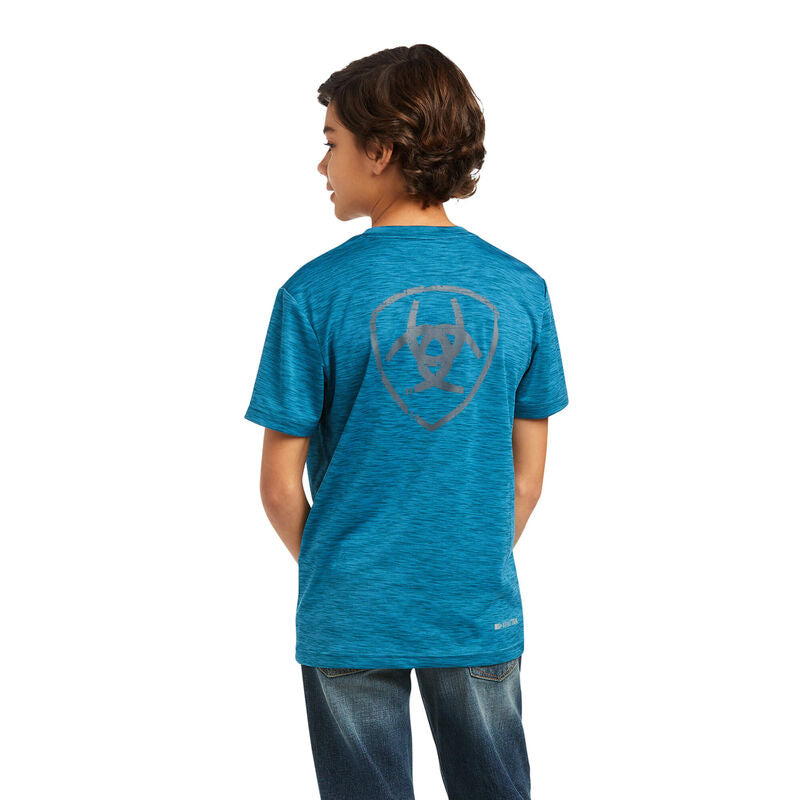 ARIAT BYS CHARGER SHIELD SS TEE FLUID TEAL